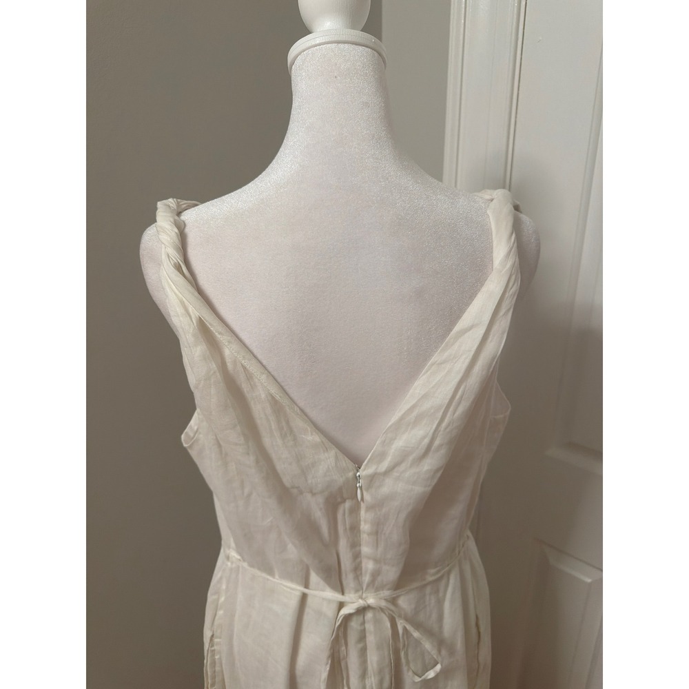 Gap White V-Neck Grecian Sleeveless Maxi Dress with Pockets Size 10 - Picture 3 of 9